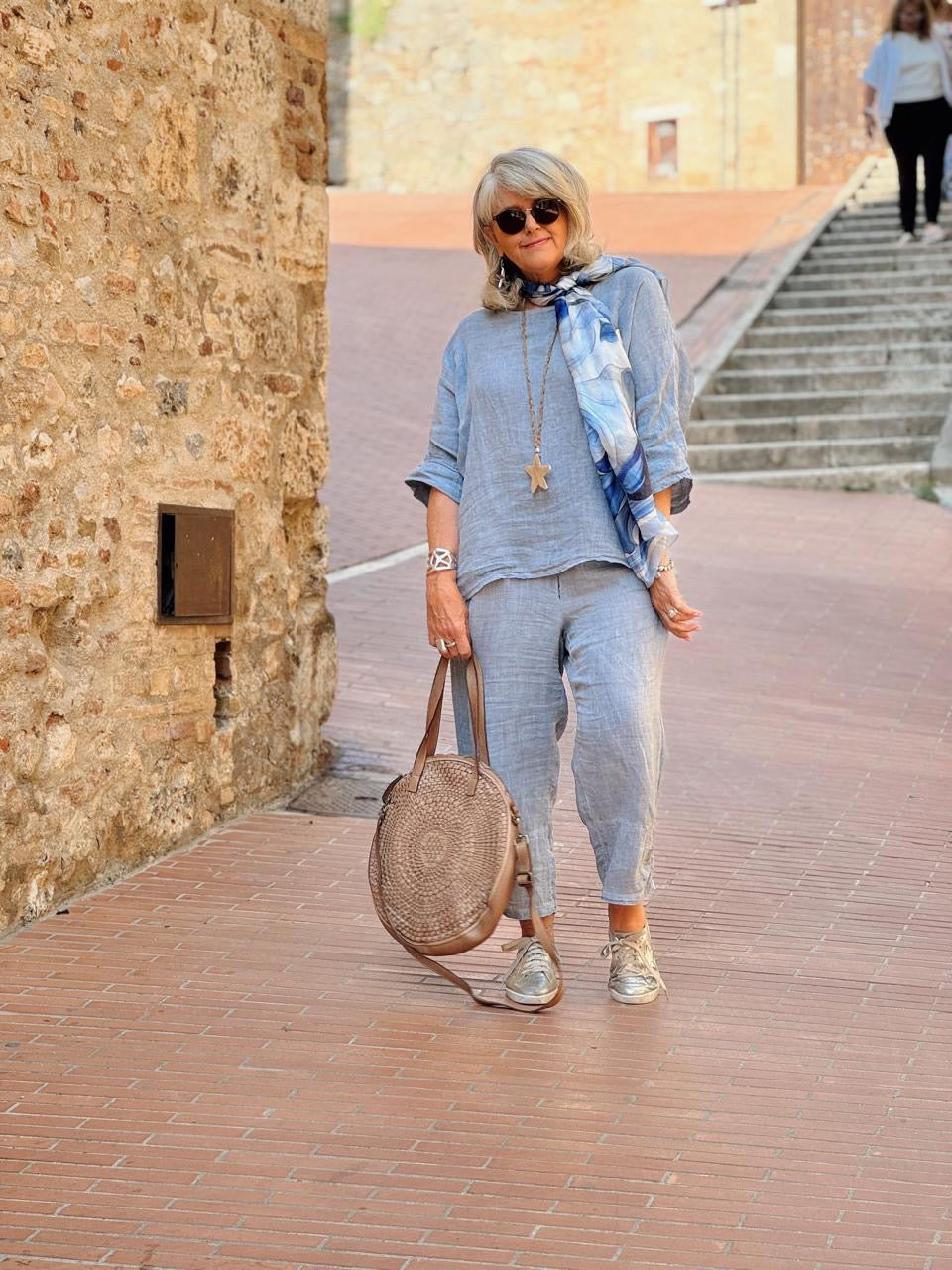 Big round leather bag