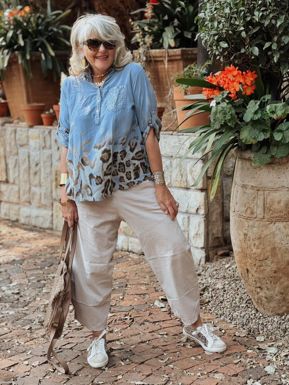 Leopard Glitter Pocket top