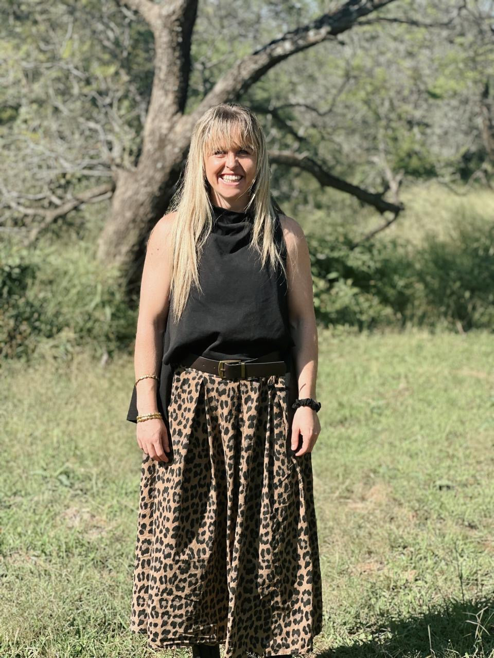 Leopard Corduroy Skirt