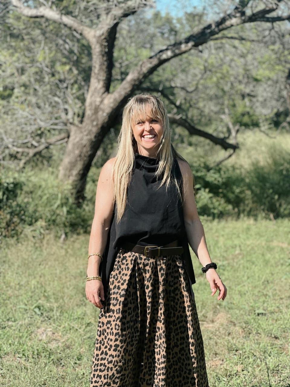Leopard Corduroy Skirt