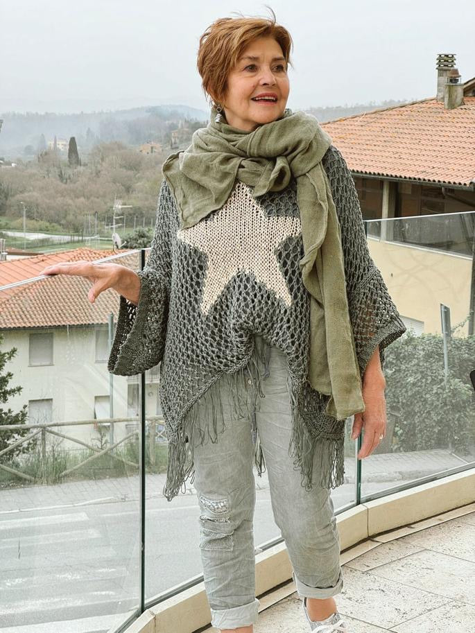 Big knit star tassel top/jersey
