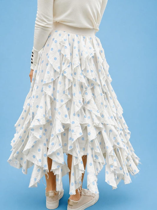 Funky Polka Skirt White