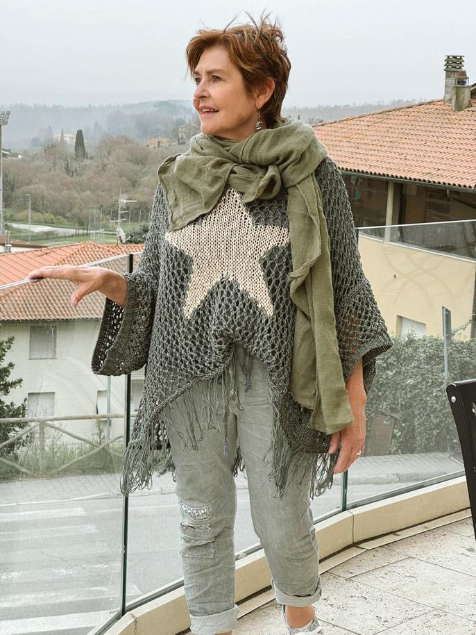 Big knit star tassel top/jersey