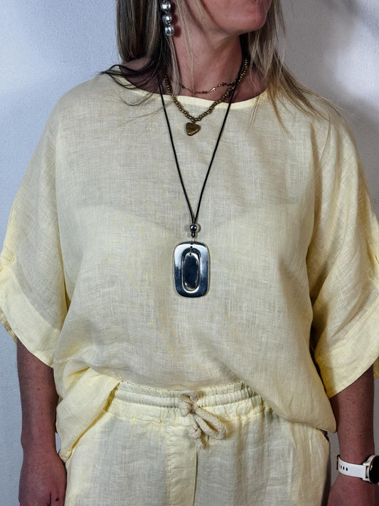Della Linen Top Yellow