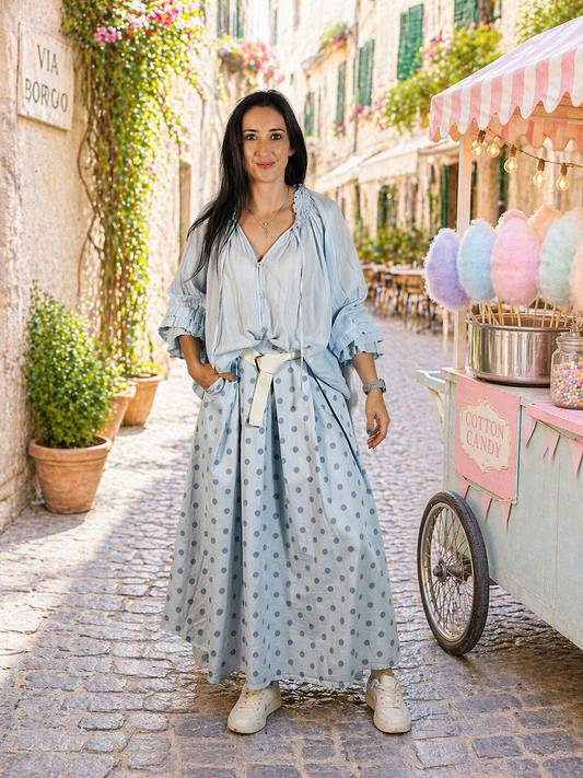 Mandy Polka Skirt Blue