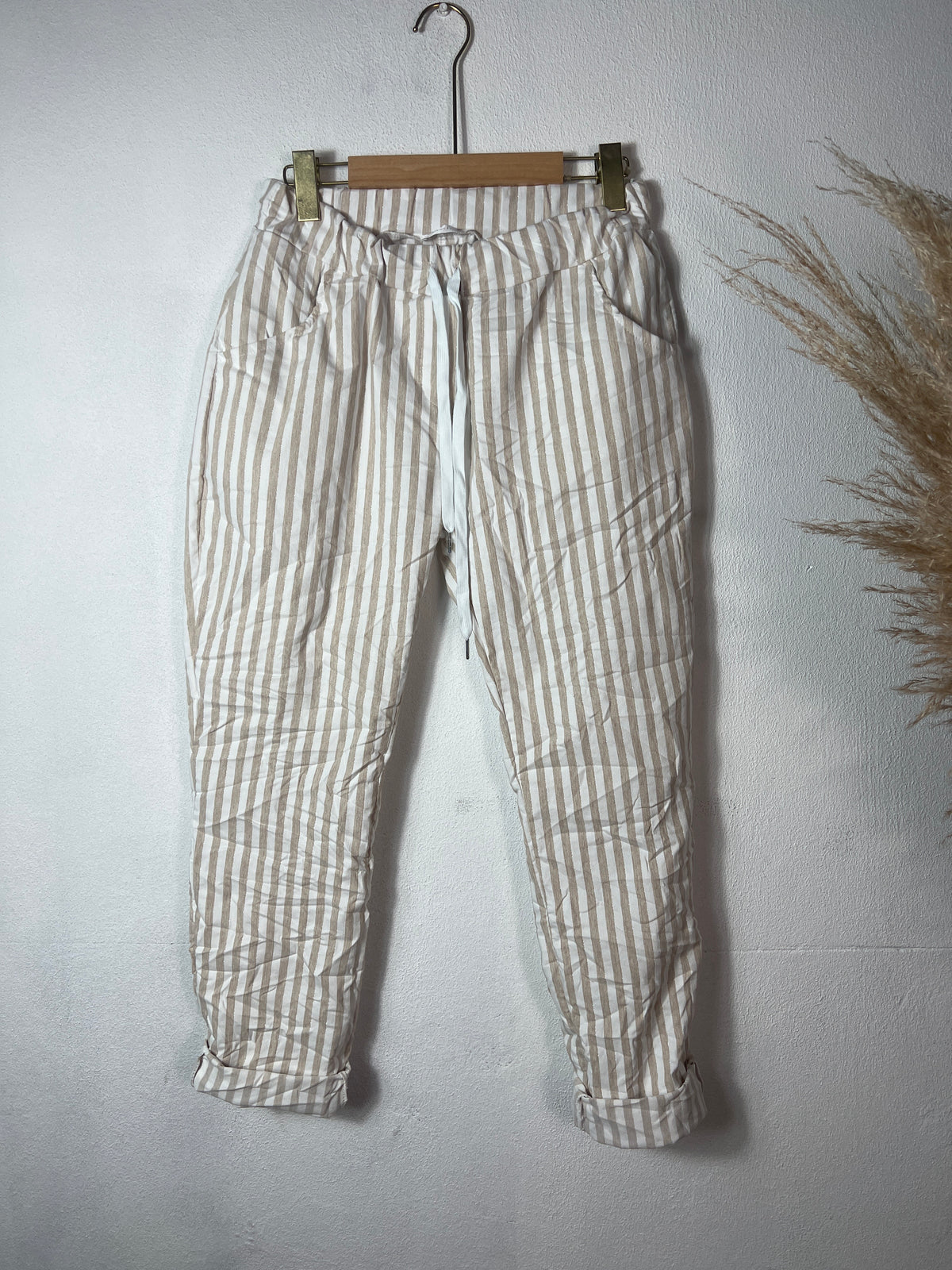 Stripe Magic Pants Beige
