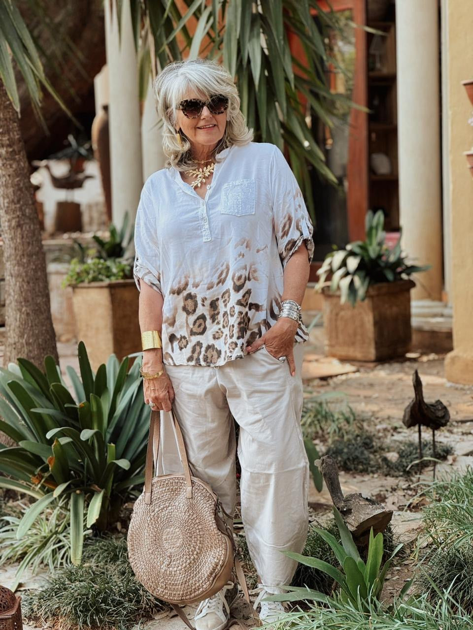 Leopard Glitter Pocket top