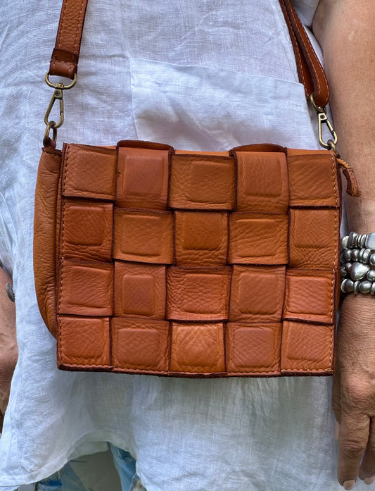 Block leather bag