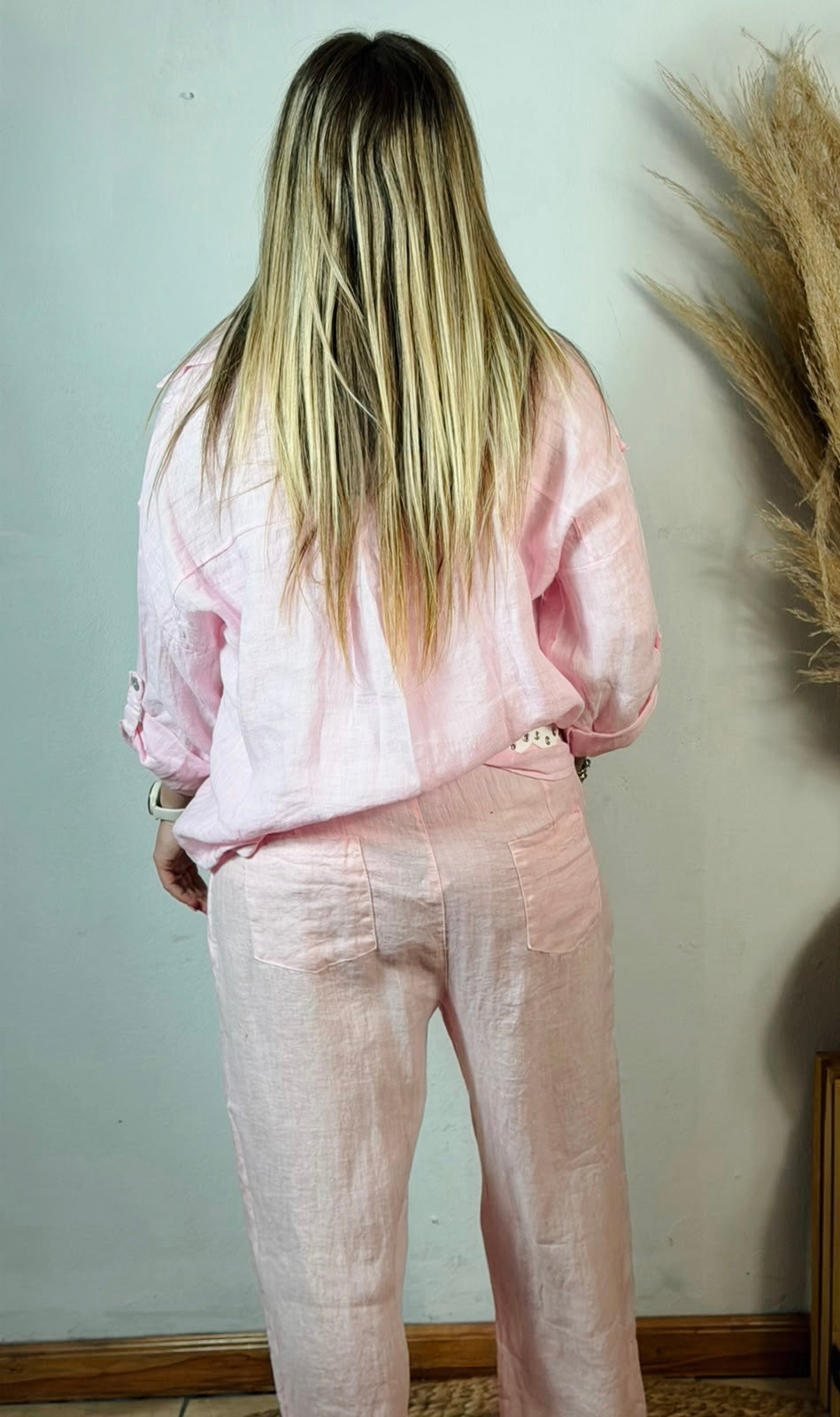 Kalea Linen Top Pink