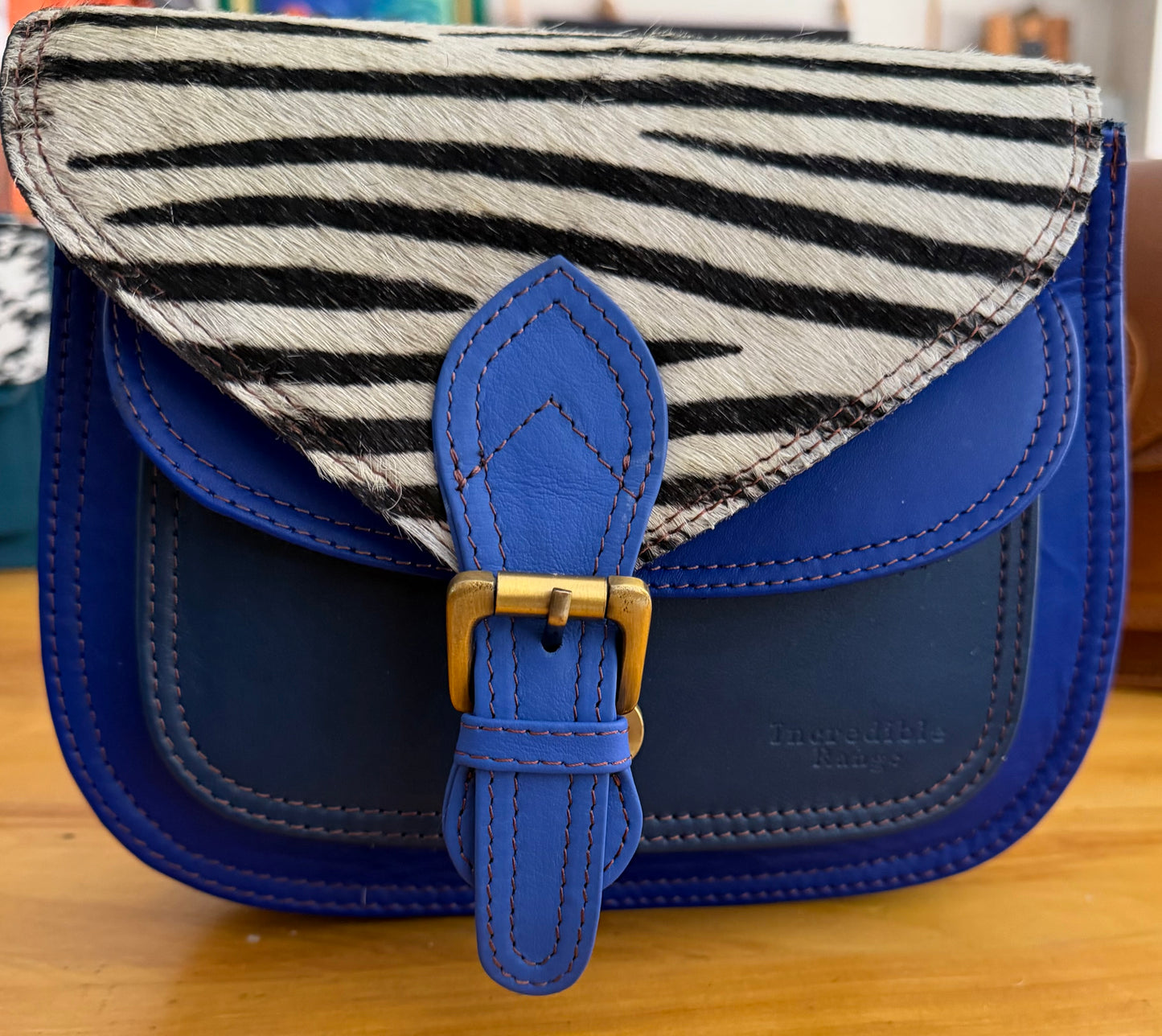 Blue zebra bag