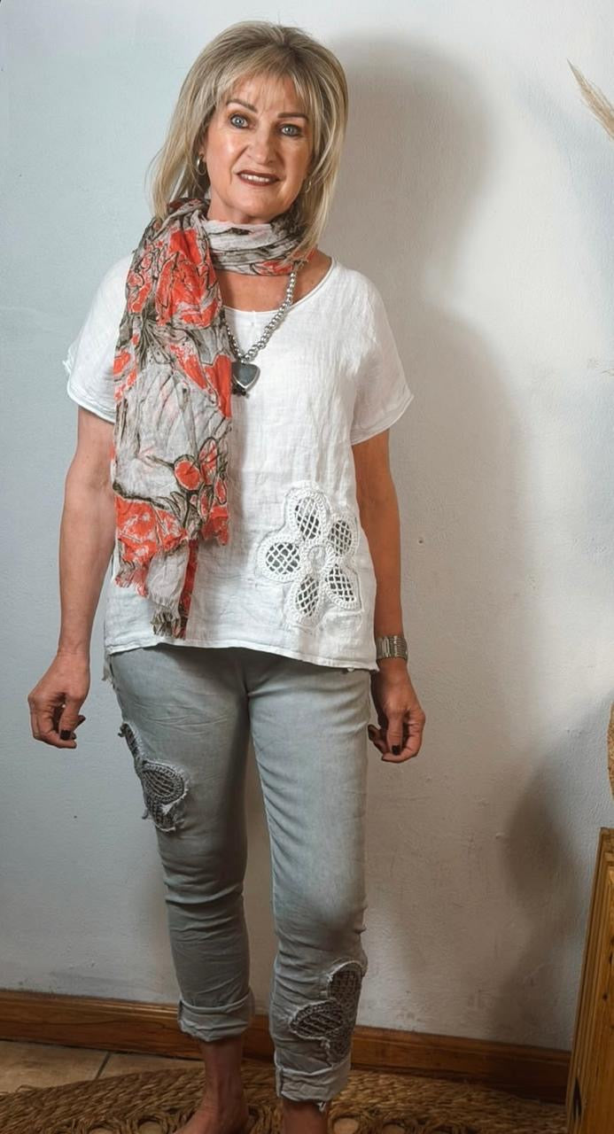 Embroided Magic Pants Grey
