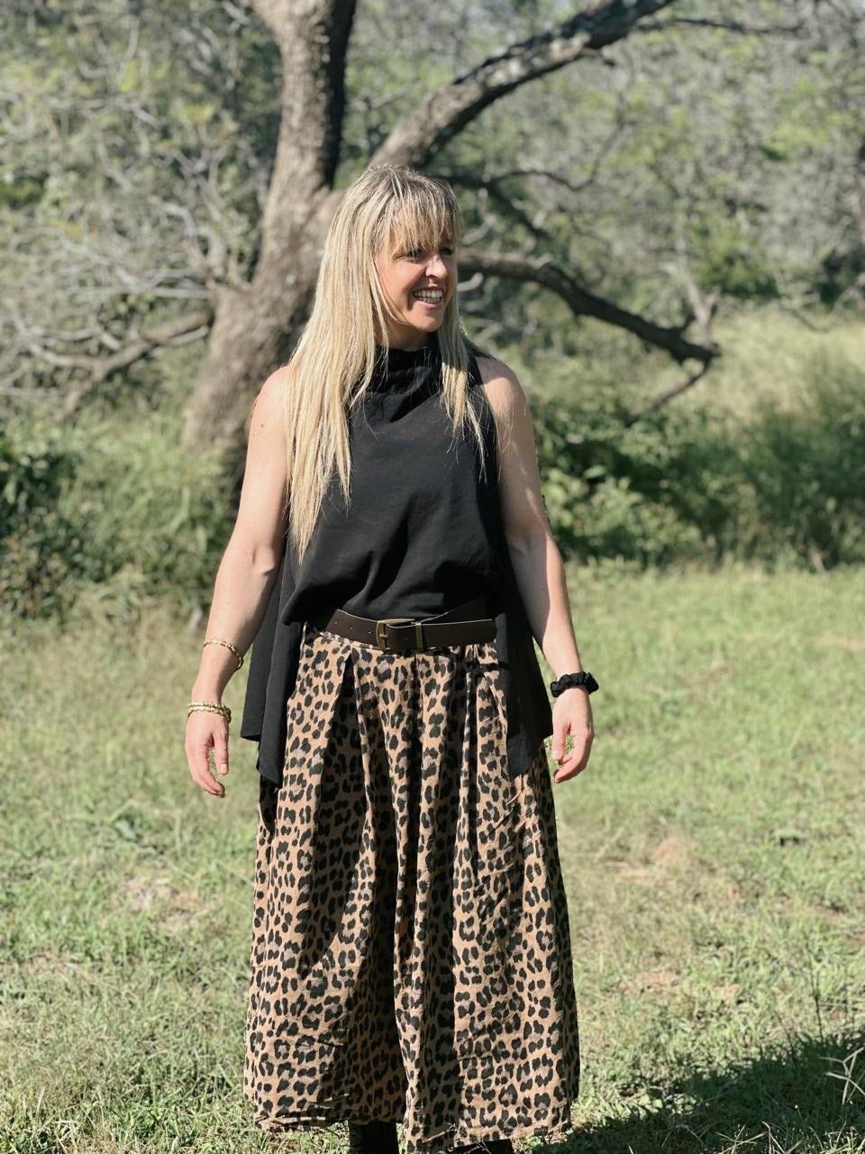 Leopard Corduroy Skirt