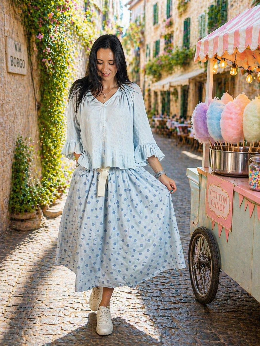 Mandy Polka Skirt Blue