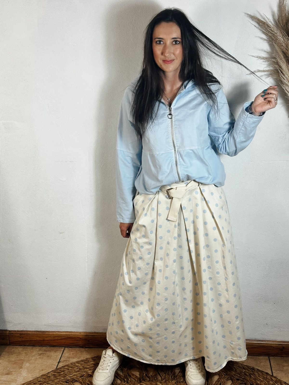 Mandy Polka Skirt Beige