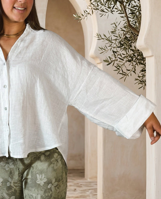 Amara Linen Top White