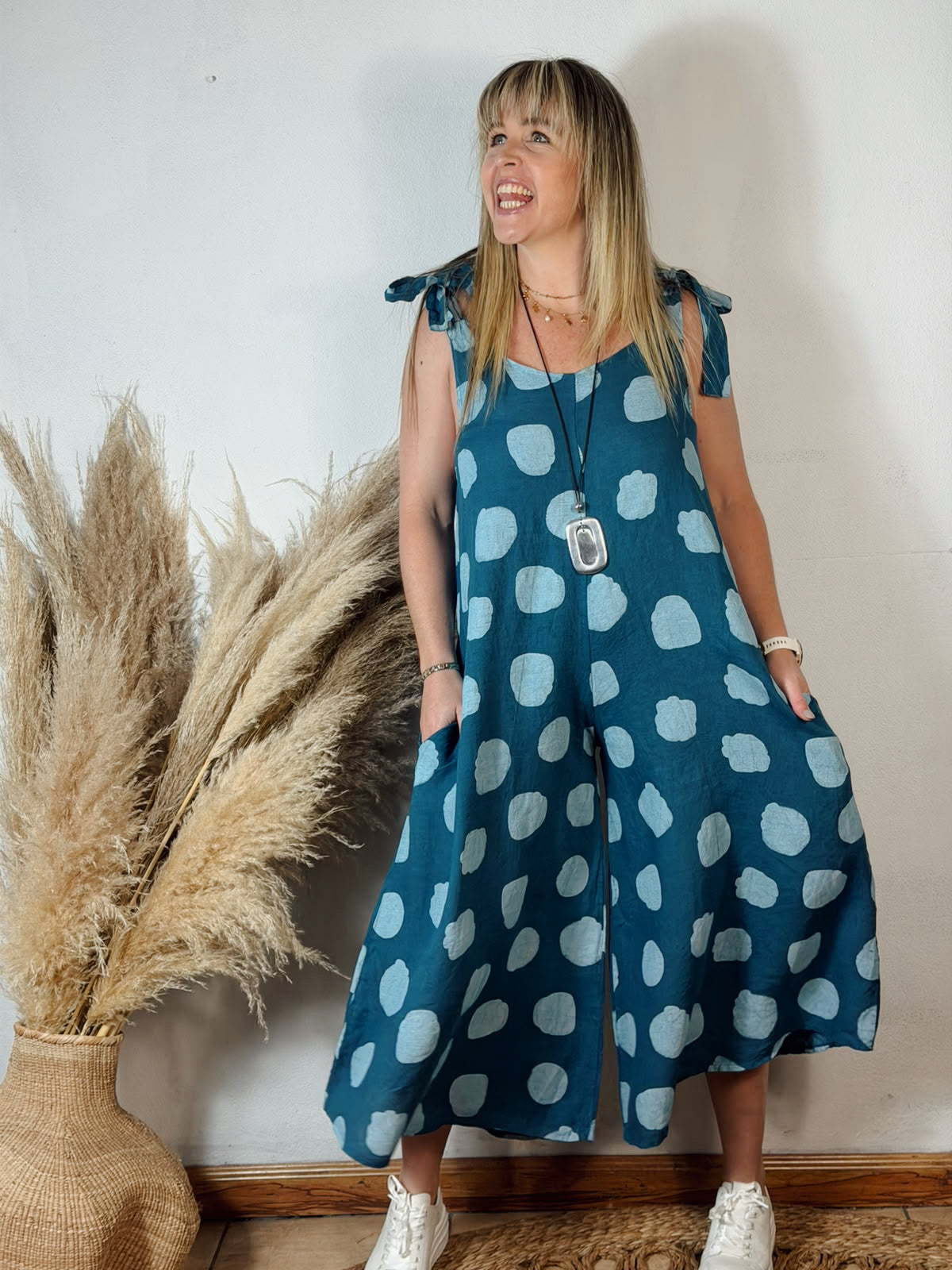 Polka Jumpsuit Teal