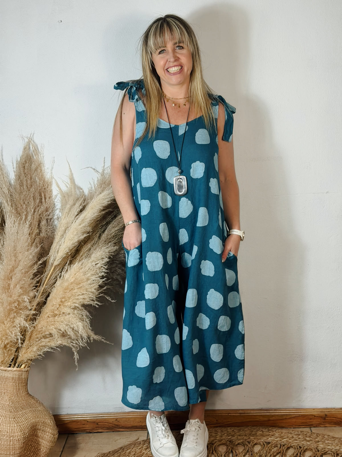 Polka Jumpsuit Teal