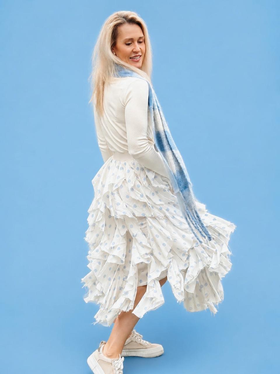 Funky Polka Skirt White