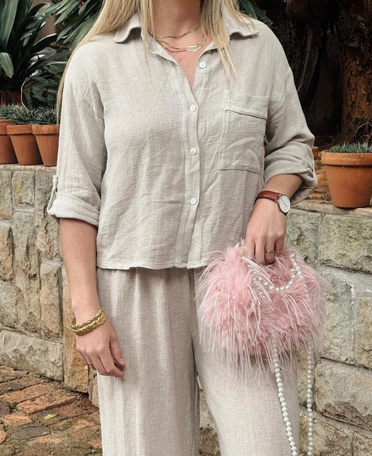 Fluffy and pearls bag