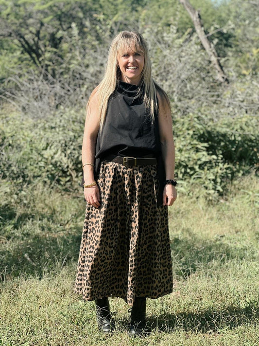 Leopard Corduroy Skirt