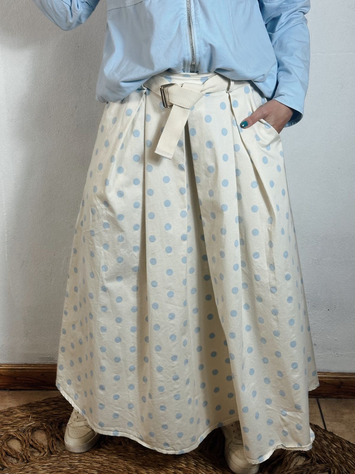Mandy Polka Skirt Beige