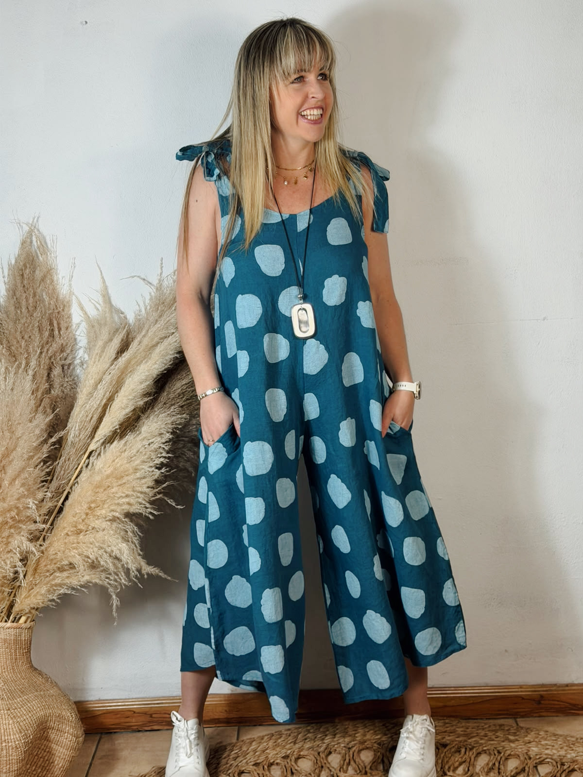 Polka Jumpsuit Teal