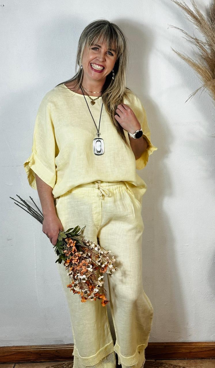 Della Linen Top Yellow