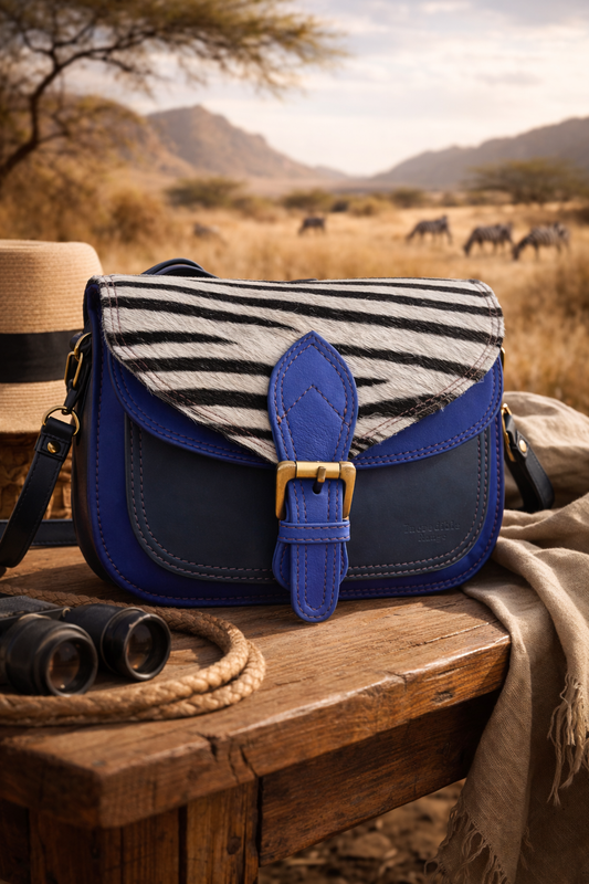 Blue zebra bag
