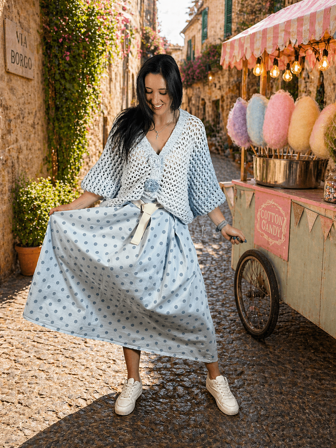 Mandy Polka Skirt Blue