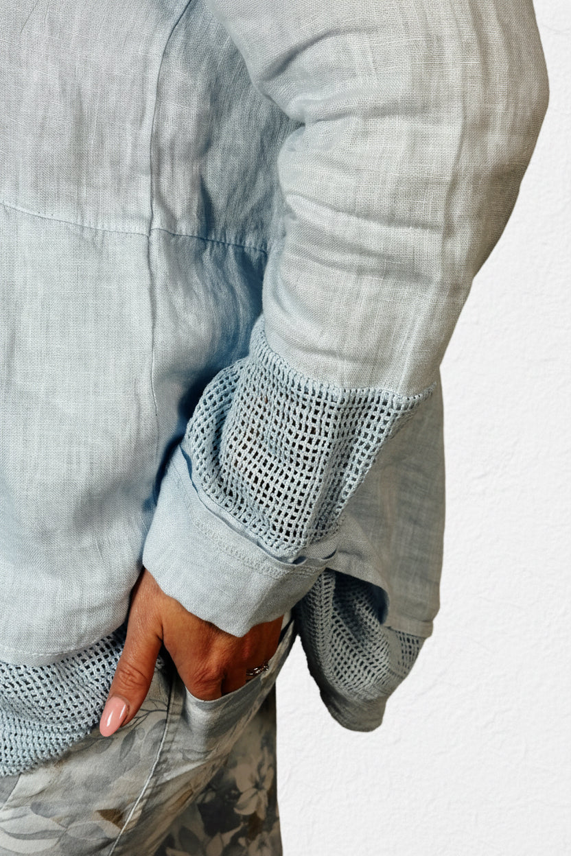 Michelle Linen Top Blue