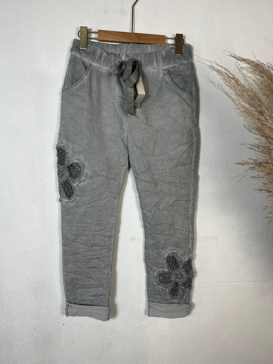 Embroided Magic Pants Grey