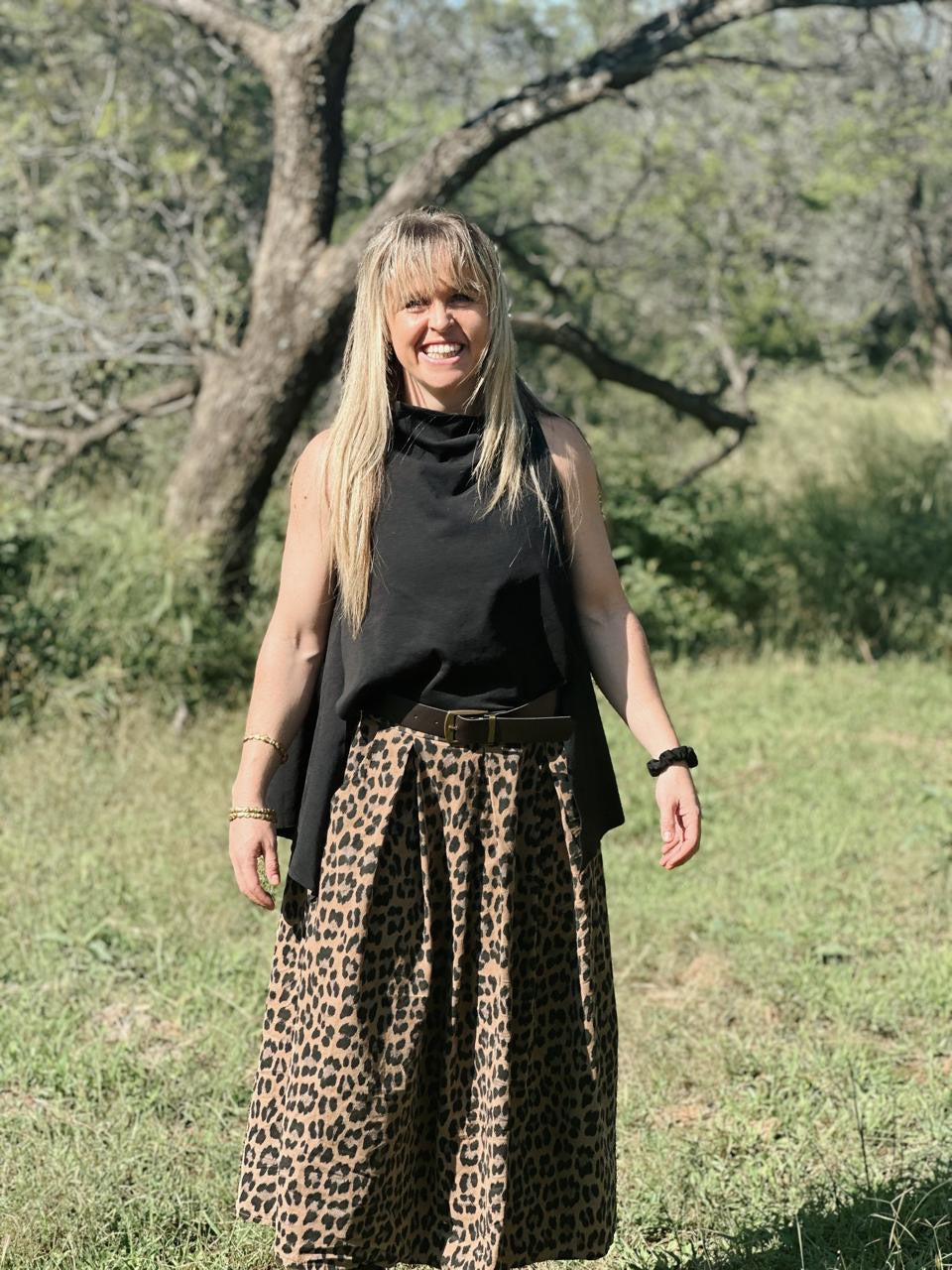 Leopard Corduroy Skirt