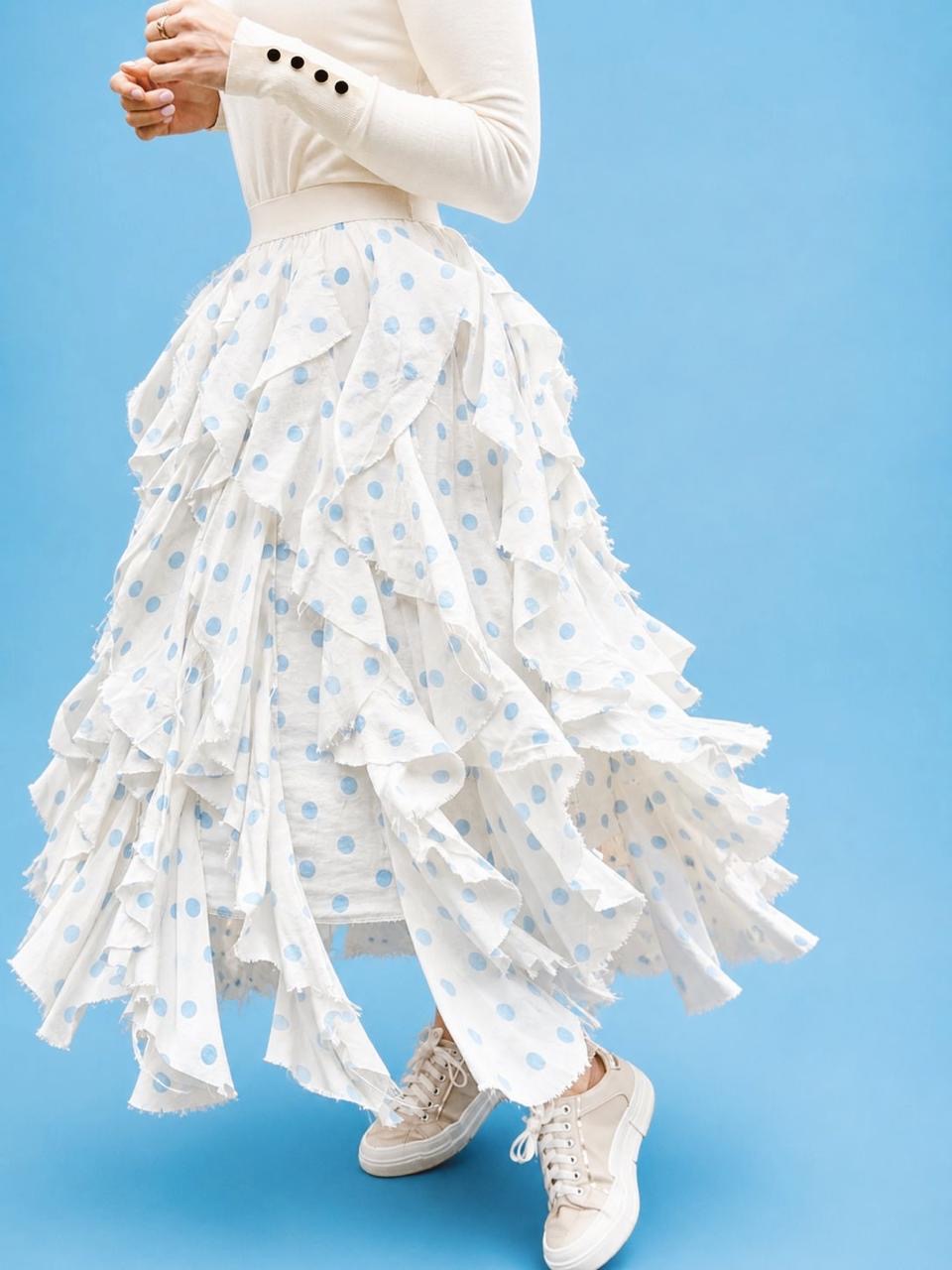 Funky Polka Skirt White