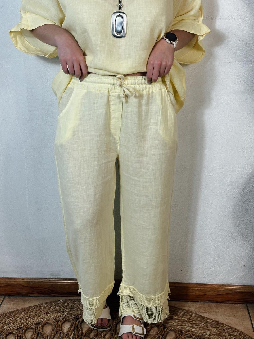 Della Linen Pants Yellow