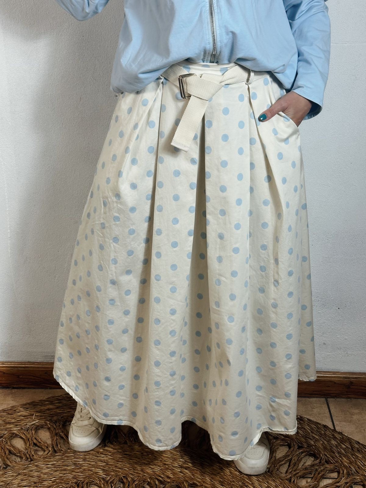 Mandy Polka Skirt Beige