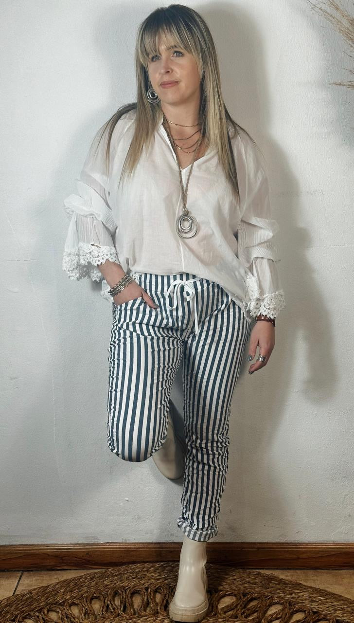 Stripe Magic Pants Blue