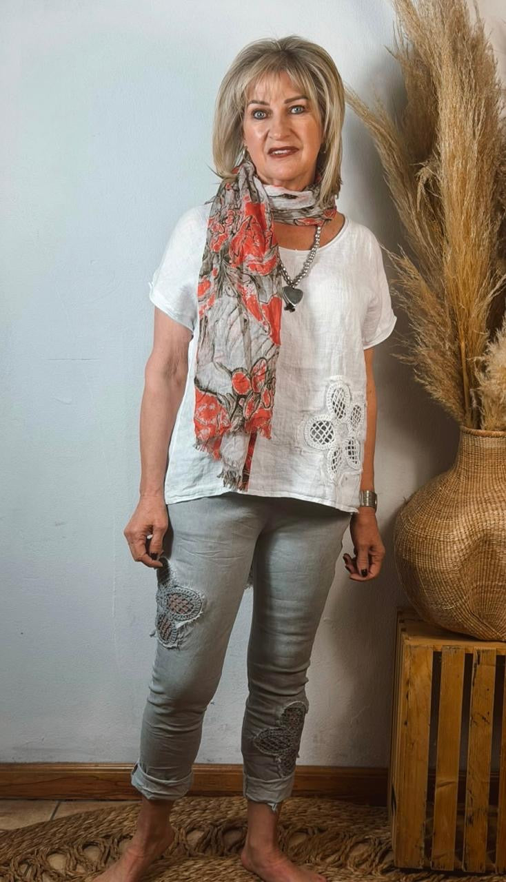 Embroided Magic Pants Grey