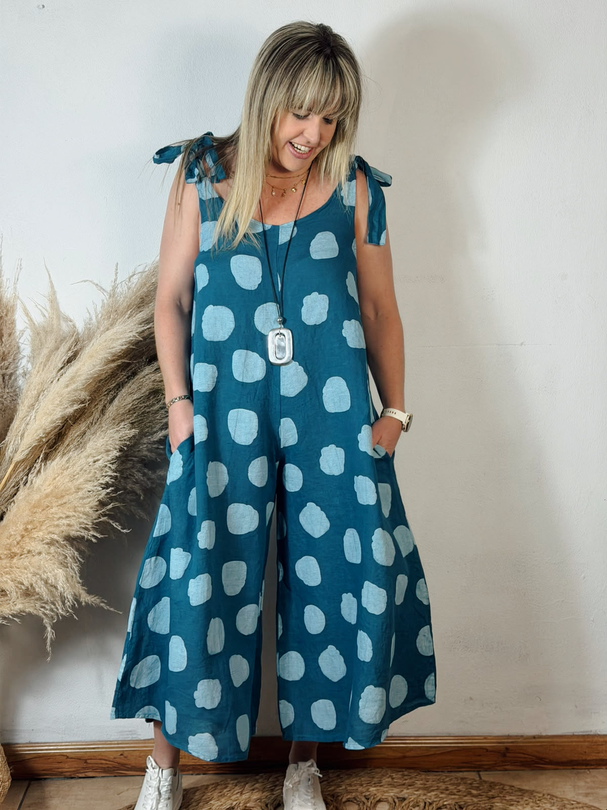 Polka Jumpsuit Teal