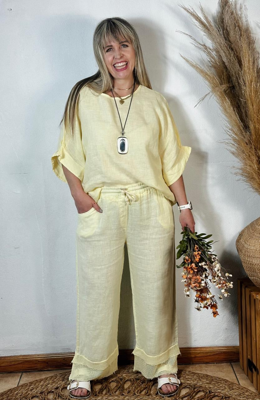 Della Linen Pants Yellow
