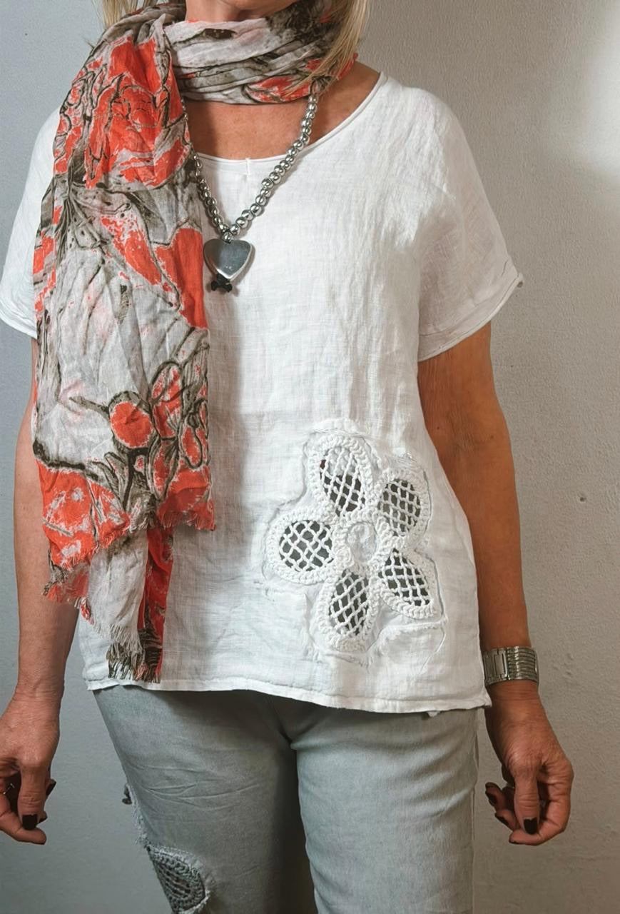 Embroided Top White