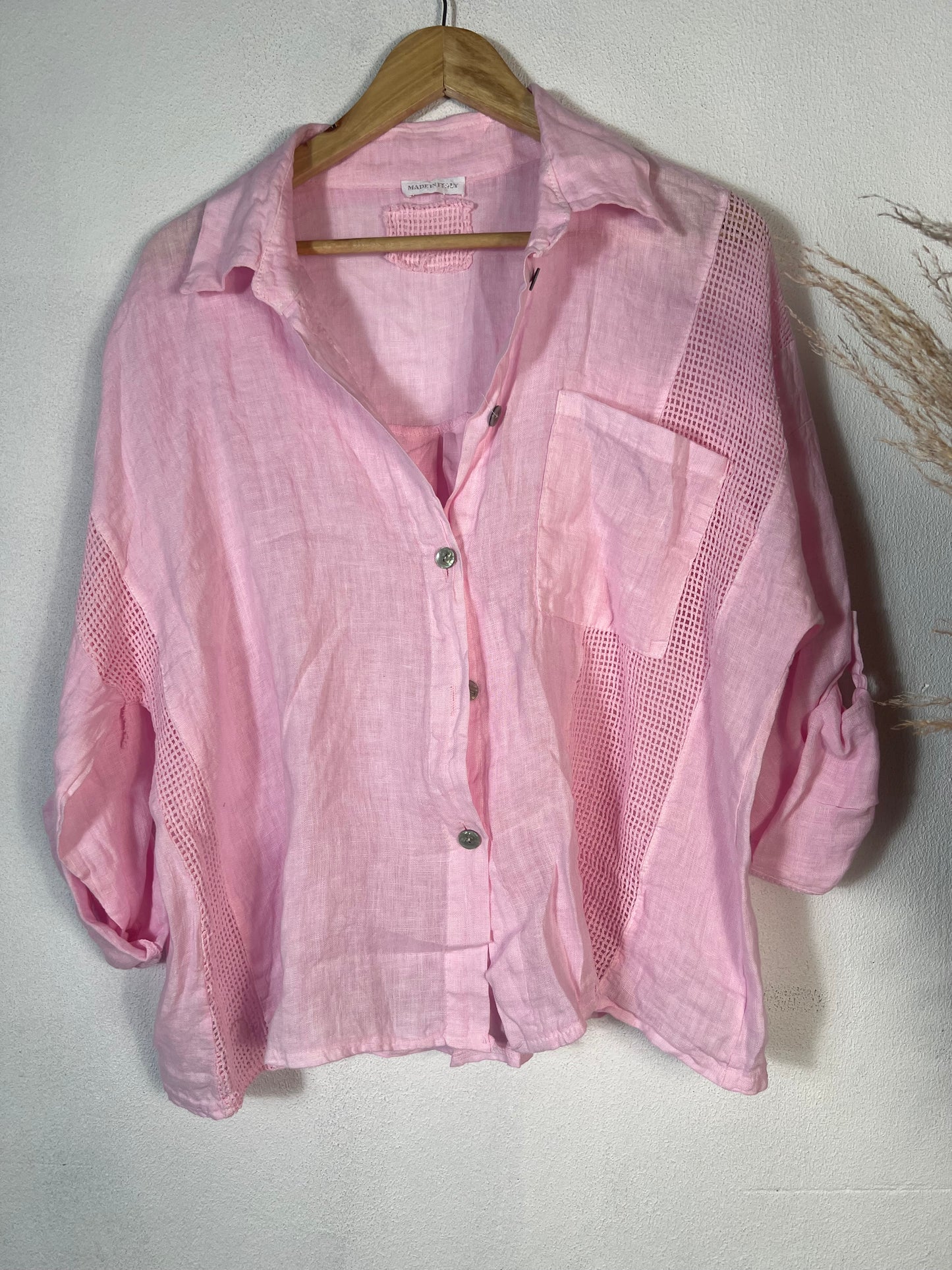 Kalea Linen Top Pink