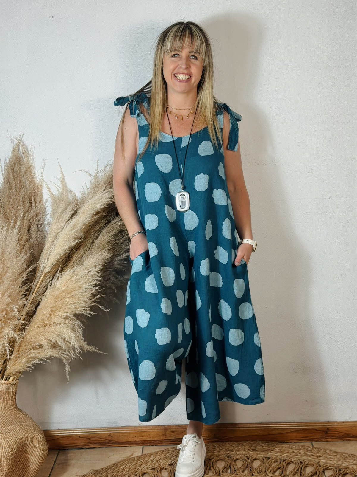 Polka Jumpsuit Teal