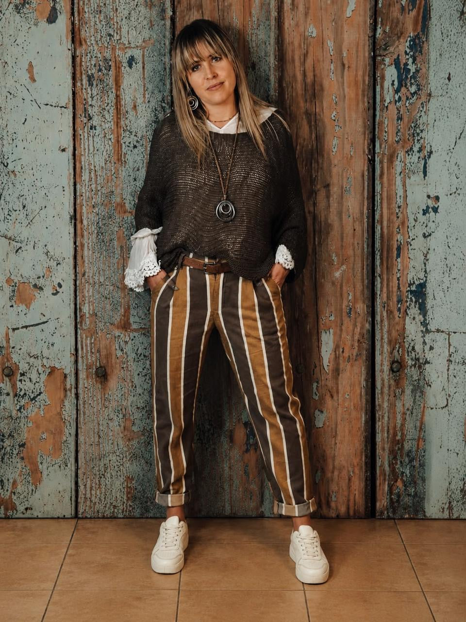 Stripe Pants Brown