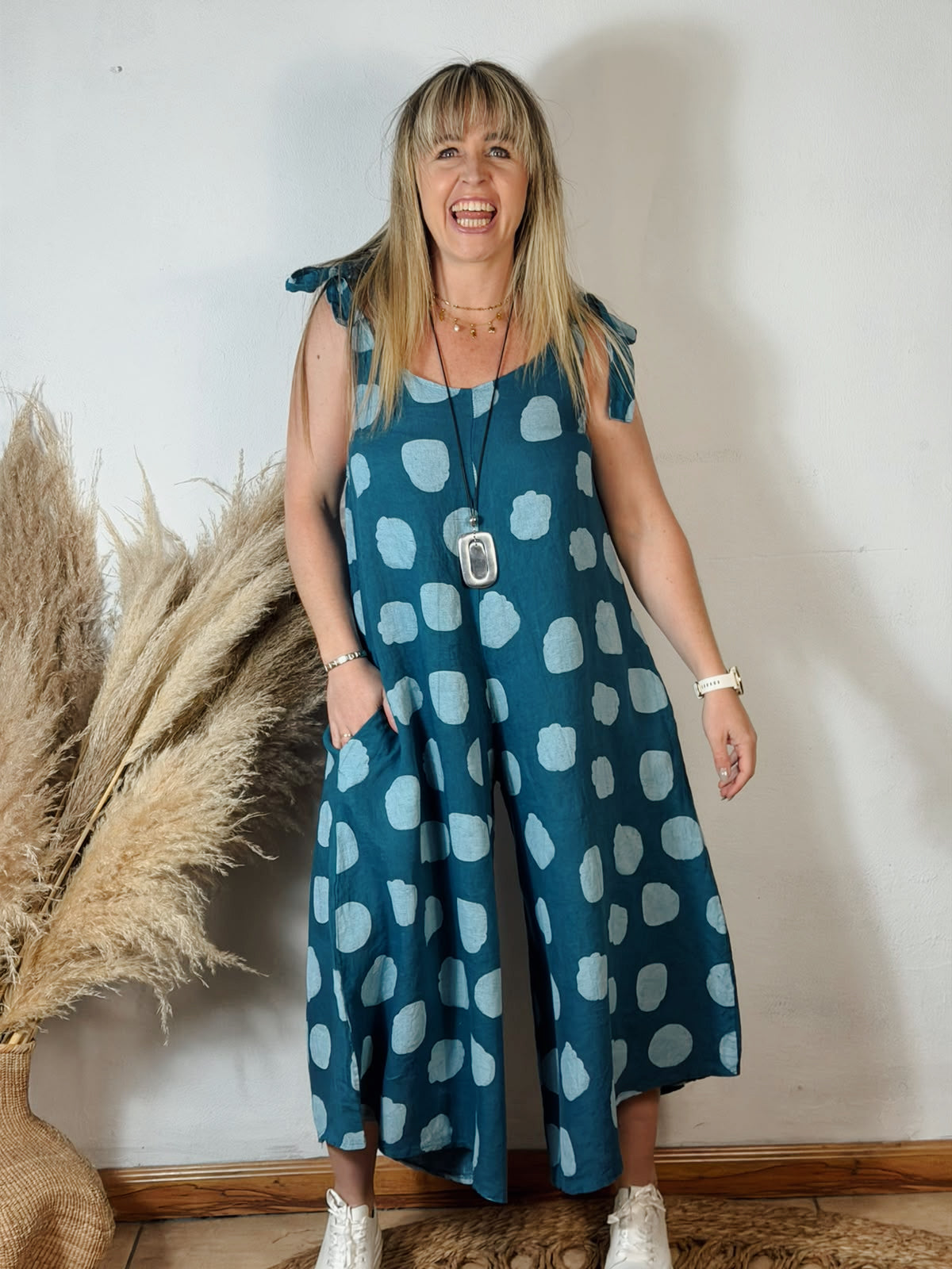 Polka Jumpsuit Teal