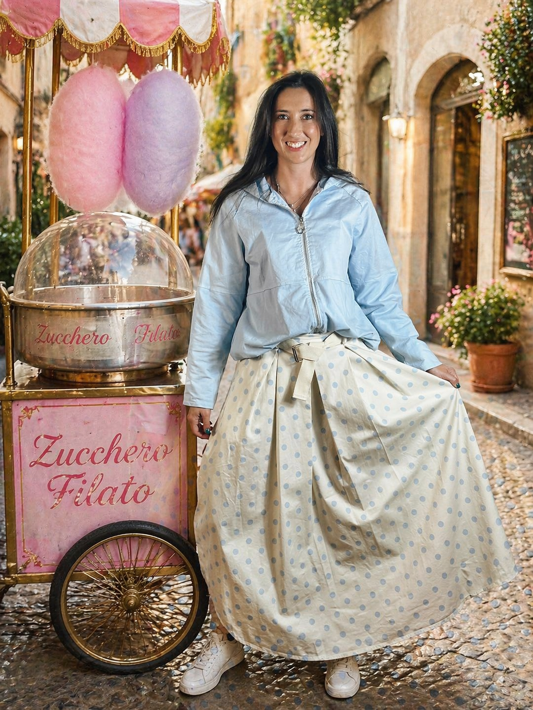 Mandy Polka Skirt Beige