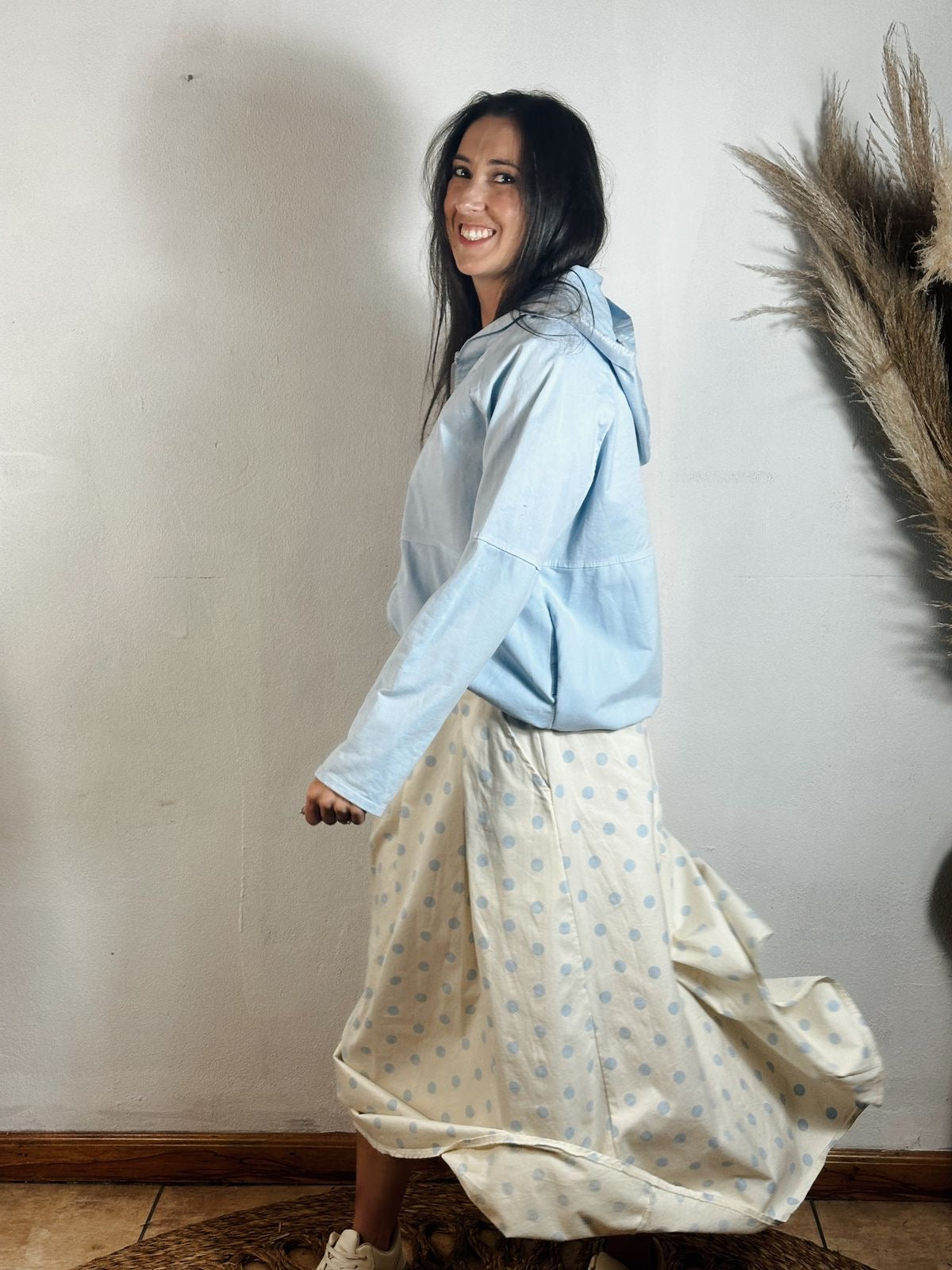 Mandy Polka Skirt Beige