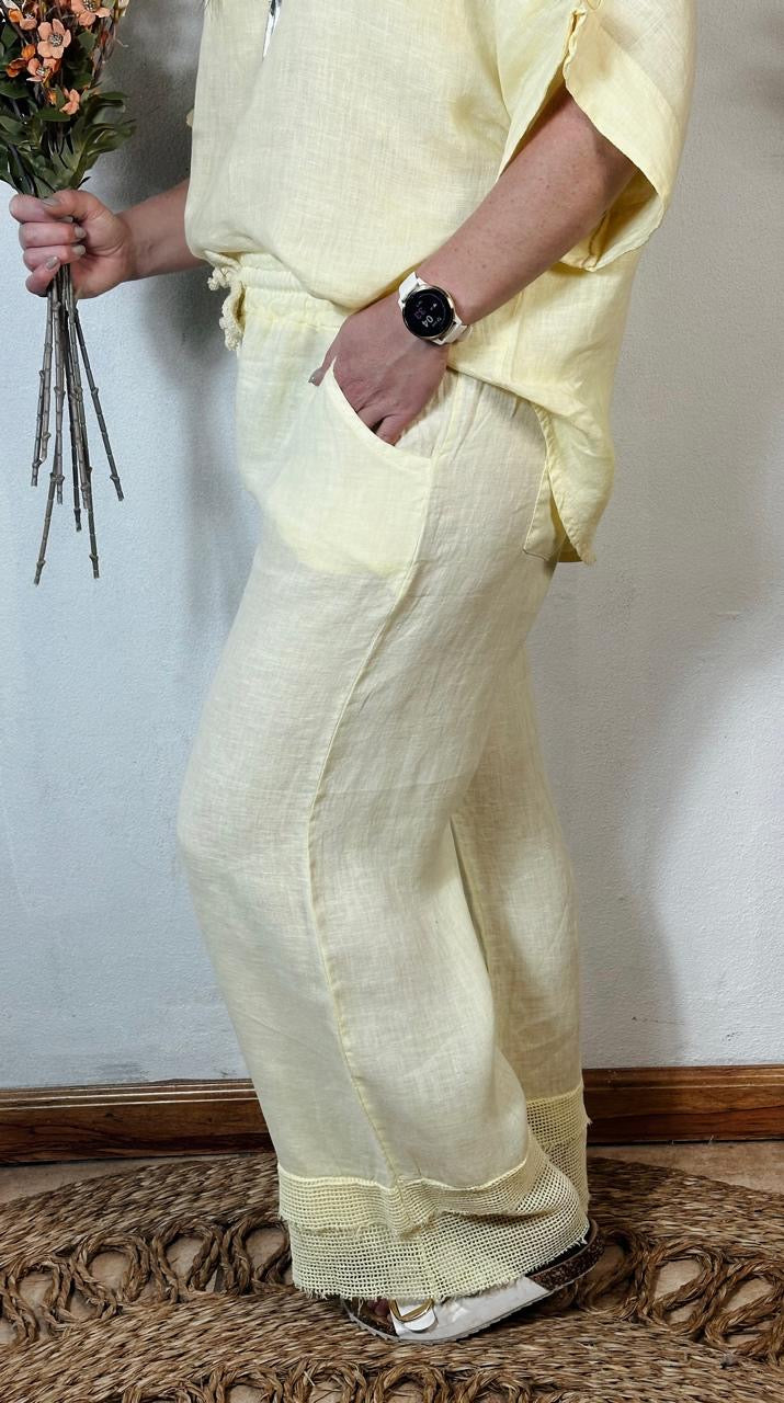 Della Linen Pants Yellow