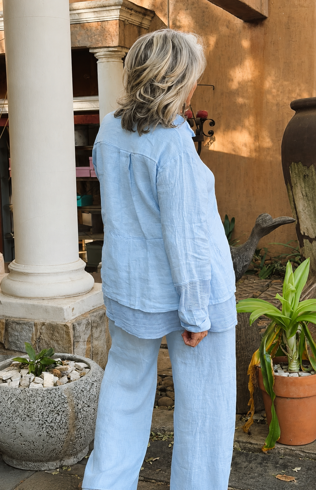 Michelle Linen Top Blue