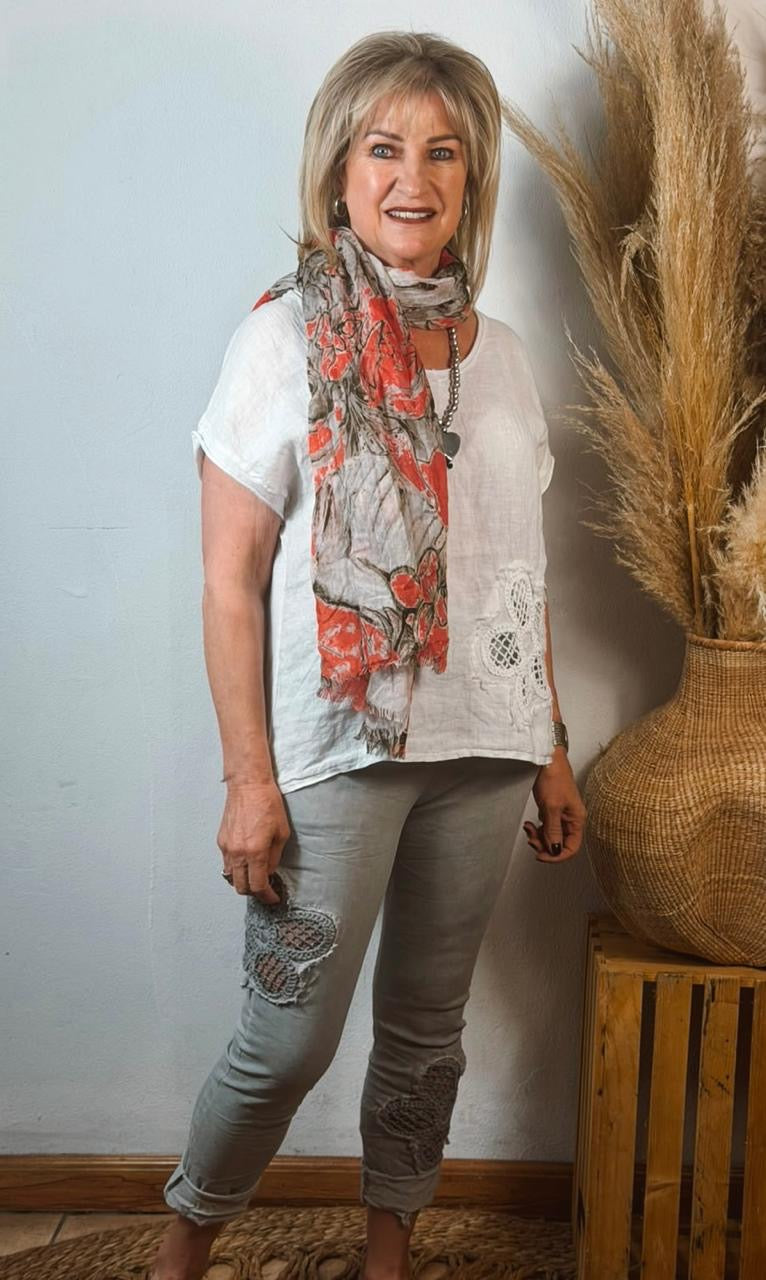 Embroided Magic Pants Grey