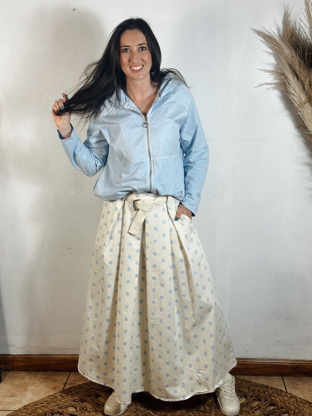 Mandy Polka Skirt Beige